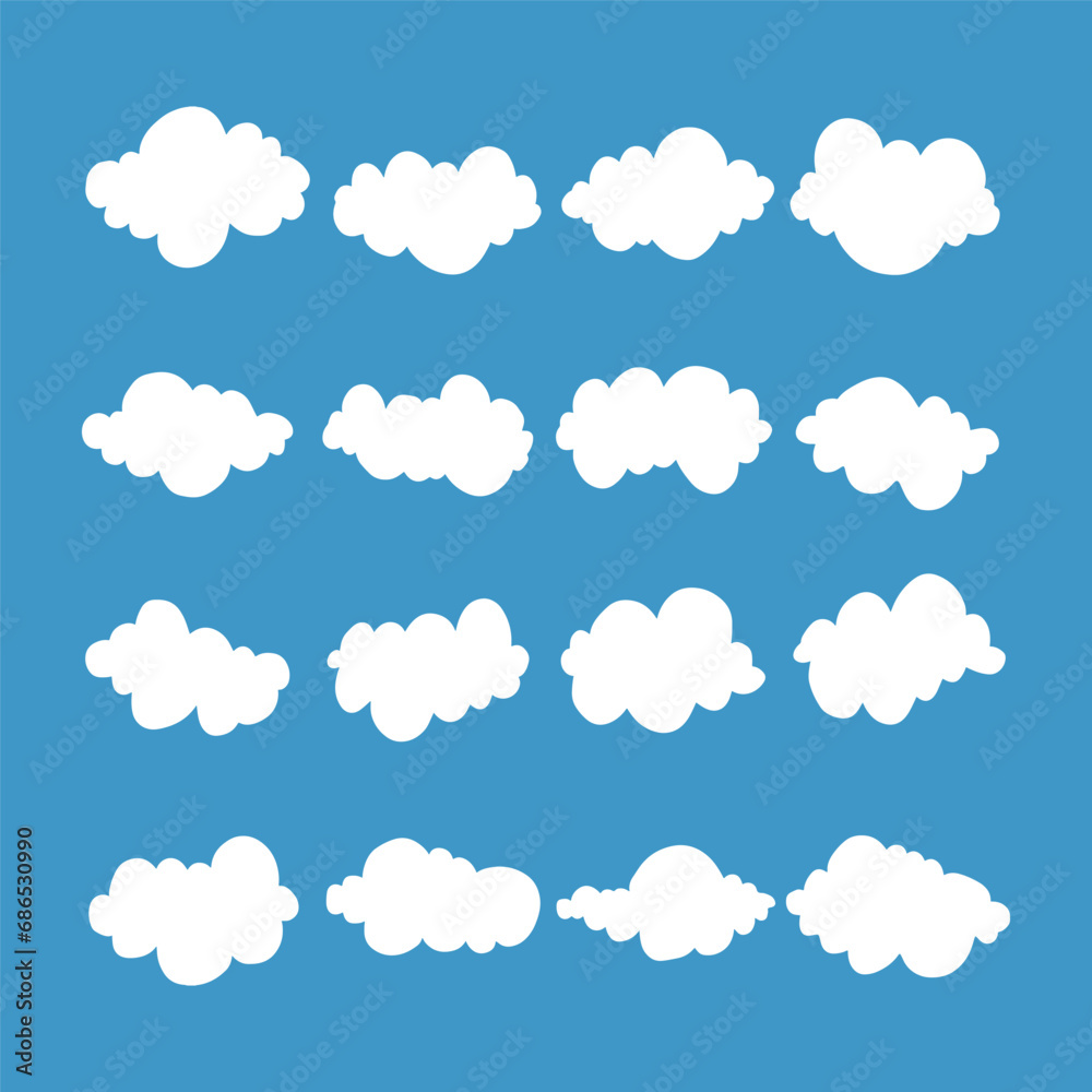 Set of white cloud vector