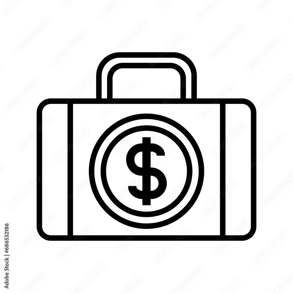 Banker briefcase, suitcase with money icon vector Banker briefcase, suitcase with money icon vector