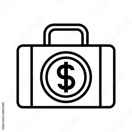 Banker briefcase, suitcase with money icon vector
