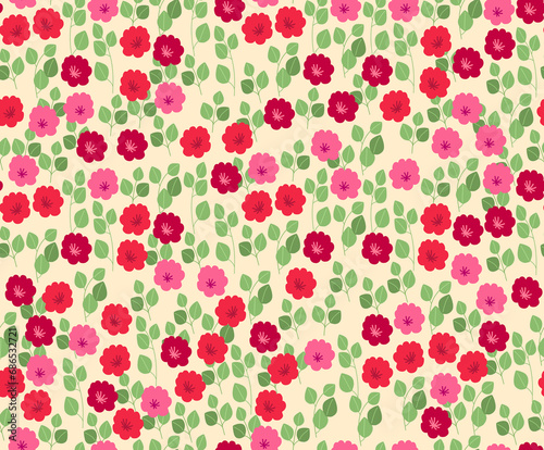 귀여운 붉은색 꽃 패턴