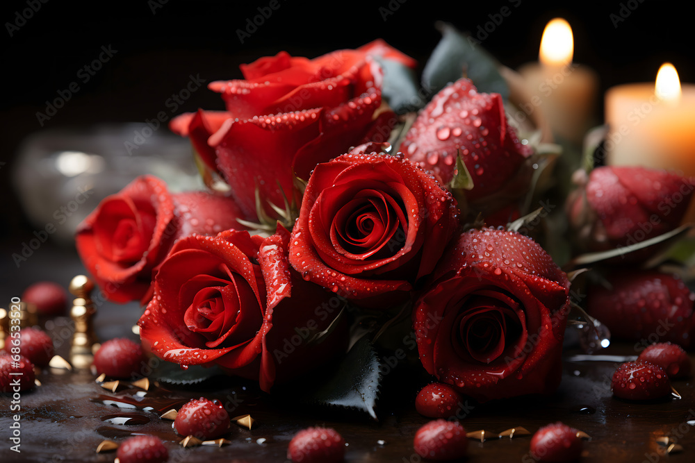 valentines day background, social media background for vday, full of romance cards with love, red rose and candles valentines day background, social media background for vday, full of romance cards with love, red rose and candles