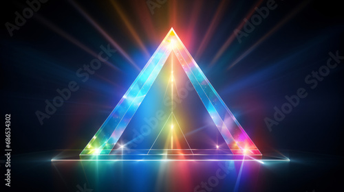 Prism light spectrum. 3d triangle shape