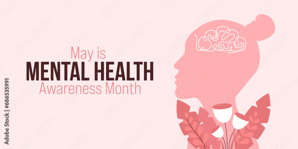World Mental Health day, concept design with abstract human head profile, flowers and birds. Vector Illustration World Mental Health day, concept design with abstract human head profile, flowers and birds. Vector Illustration