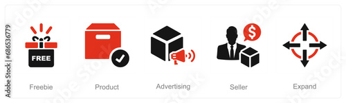 A set of 5 Increase Sale icons as freebie, product, advertising