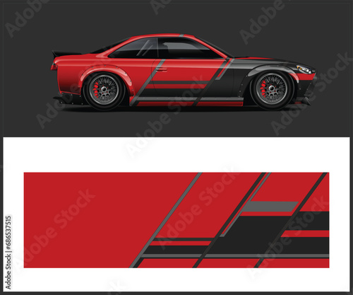 Racing car wrap design vector Graphic abstract stripe racing background kit designs for wrap vehicle  race car  rally  adventure