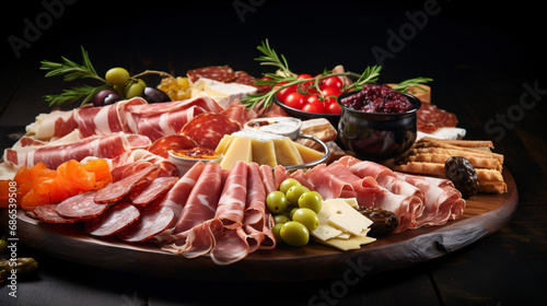 Antipasto platter with jamon salammi