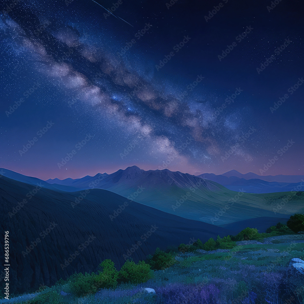Milky way in the mountains in summer