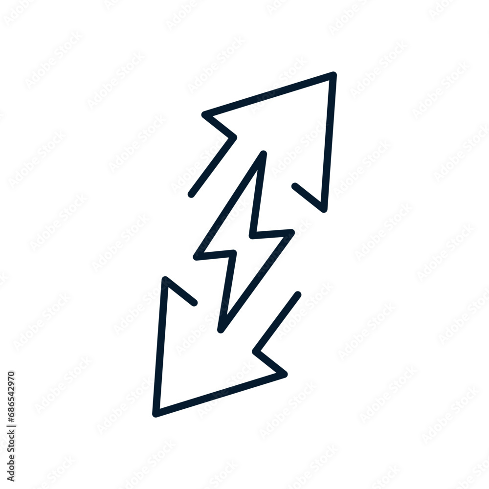 The concept of distribution and transmission of energy. Vector linear icon isolated on white background. The concept of distribution and transmission of energy. Vector linear icon isolated on white background.