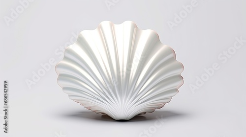 3d White Shell with pearl isolated onwhite background