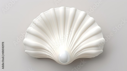 3d White Shell with pearl isolated onwhite background photo