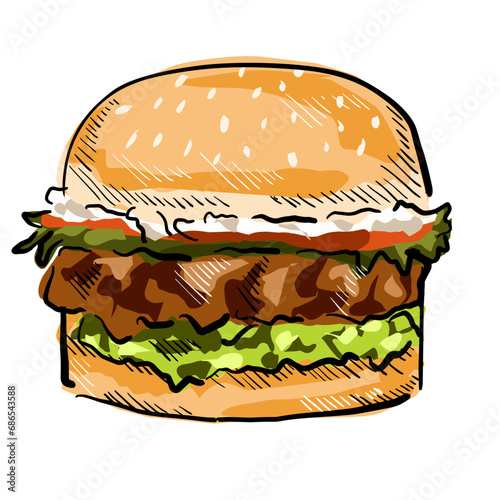 Burger hamburger cartoon vector drawing comic art