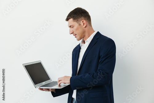 Adult man laptop businessman business professional modern technology lifestyle computer man person