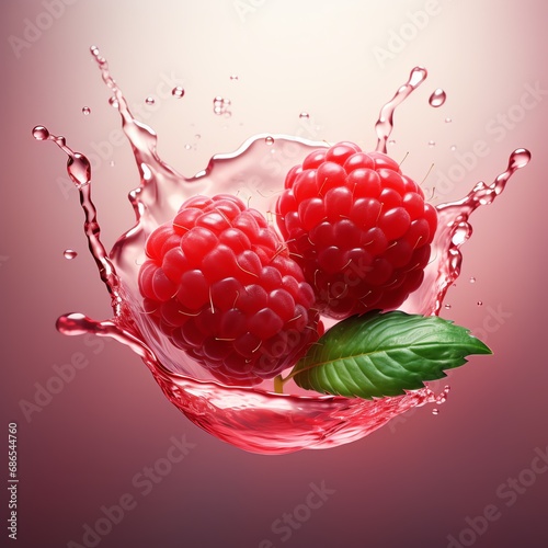 a raspberries in a juice splash