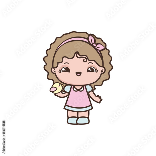 vector of cute little boy with brown hair boy