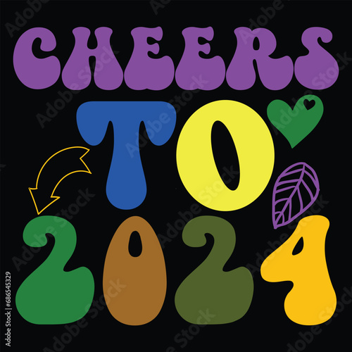 Print cheers to 2024 illustration.
