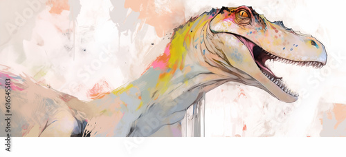Fototapeta Naklejka Na Ścianę i Meble -  watercolor drawing of a dinosaur