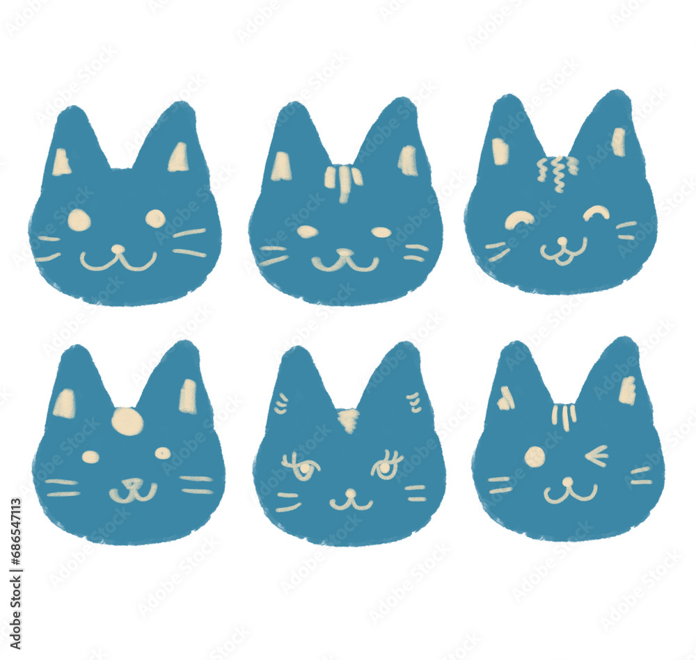 Fototapeta premium 青猫スタンプ