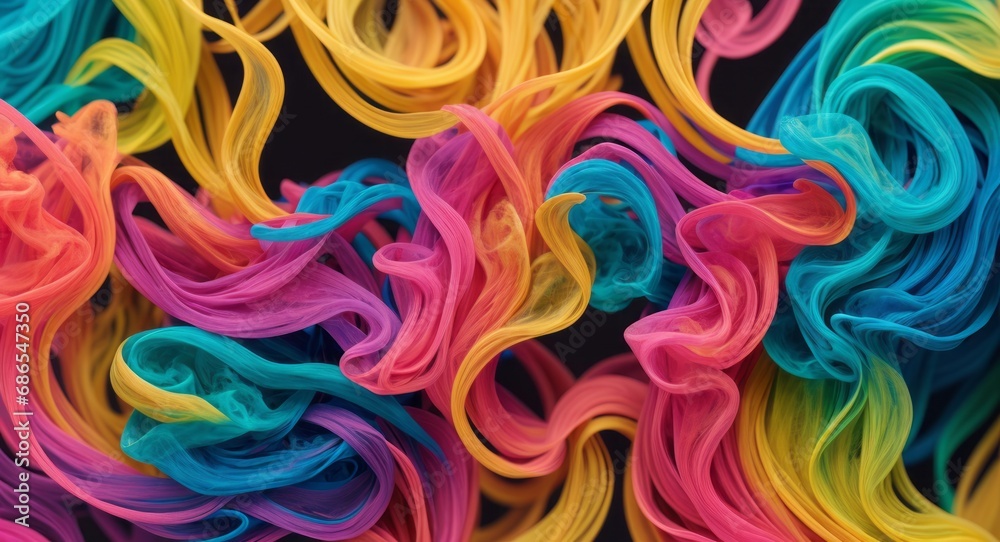 Dynamic Colorful Smoke Flow On Dark Background Wallpaper Abstract