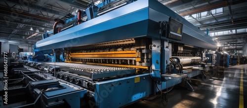 Sheet metal forming machine, modern metalworking in modern factory photo