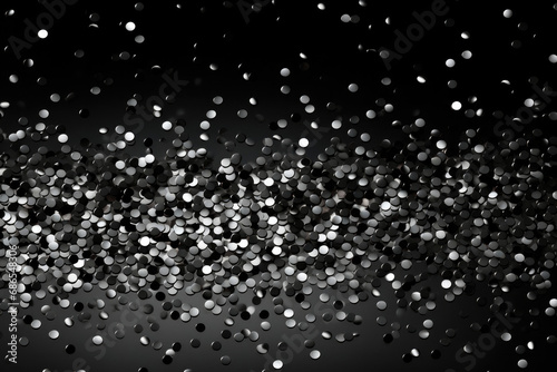 Silver confetti on a black background