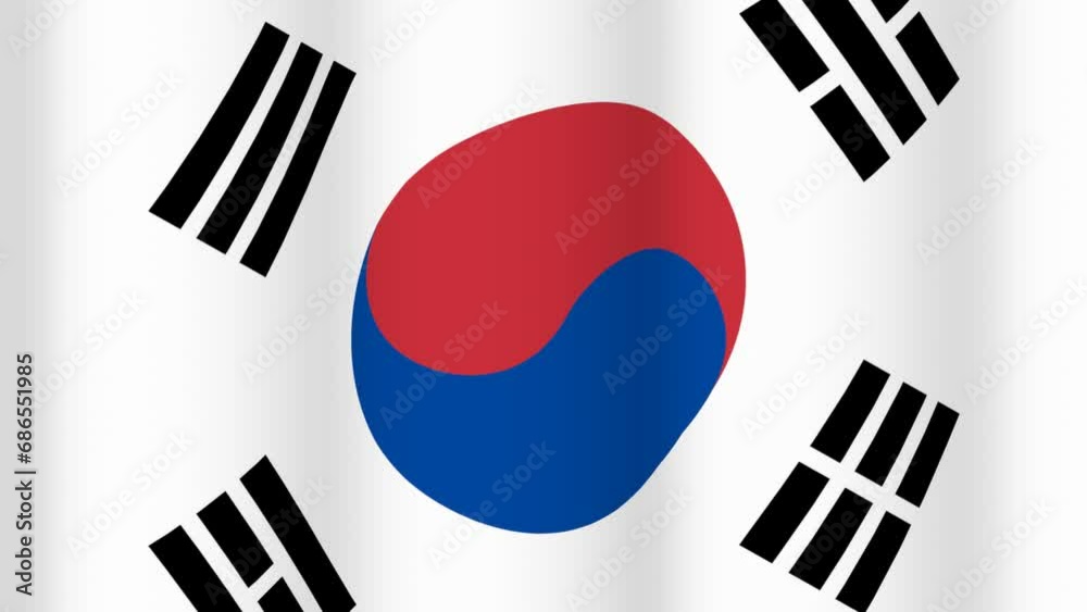 Full Screen waving flag of Korea, South Full Screen waving flag of Korea, South