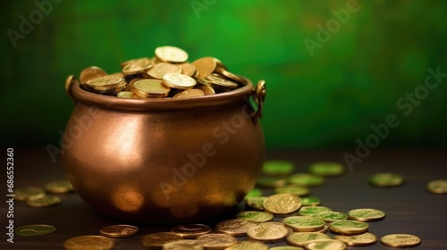St. Patrick's Day Pot of Gold Coins Irish Tradition.
