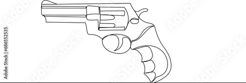 revolver line drawing on white background vector