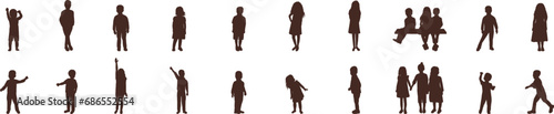 silhouette children boys and girls collection on white background vector