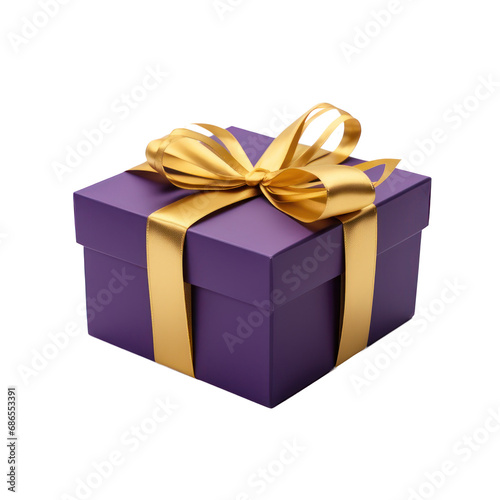 purple violet gift box with gold ribbon mockup isolated on transparent background,transparency  © SaraY Studio 