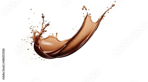 splash of brownish hot coffee or chocolate isolated on