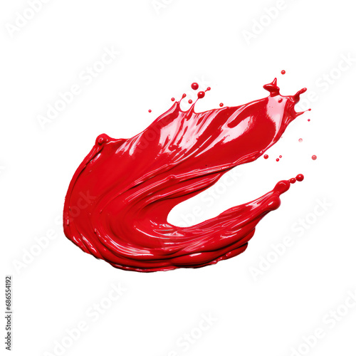 Red cream smudge smear isolated on transparent background,transparency 