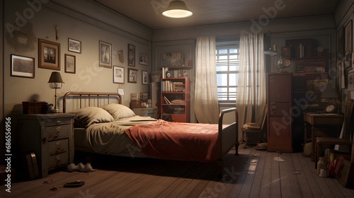 Interior of bedroom. generative ai.