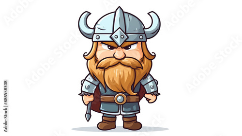 A viking cartoon with a horn helmet and armor on a white background photo