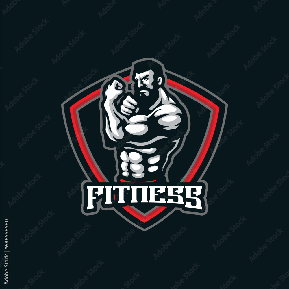 Fitness mascot logo design vector with modern illustration concept style for badge, emblem and t shirt printing. Fitness illustration concept.