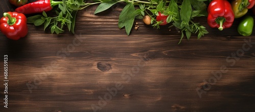 Gardening concept on wooden table with pepper seedlings in rustic pot