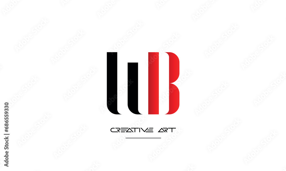 BW, WB, B, W abstract letters logo monogram BW, WB, B, W abstract letters logo monogram