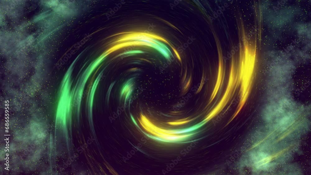 Abstract tunnel on a background of golden-green circular swirling lines Abstract tunnel on a background of golden-green circular swirling lines