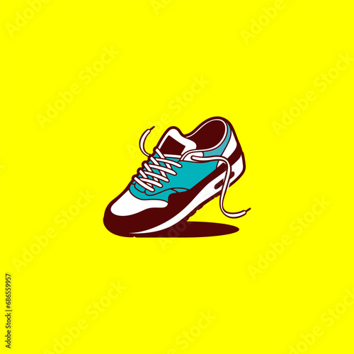 Vector fitness sneakers shoes, running shoe vector illustration logo