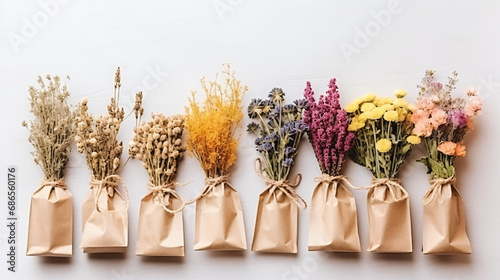 Flowers in bunches herbs dried flowers photo