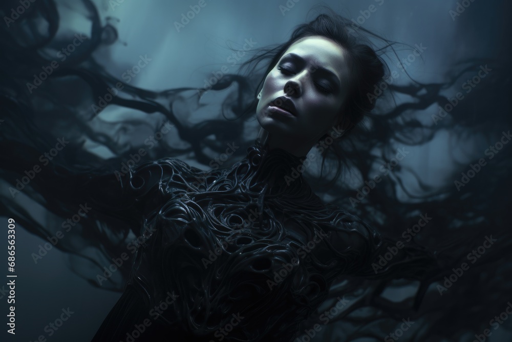 Fototapeta premium Young woman in her sorrow