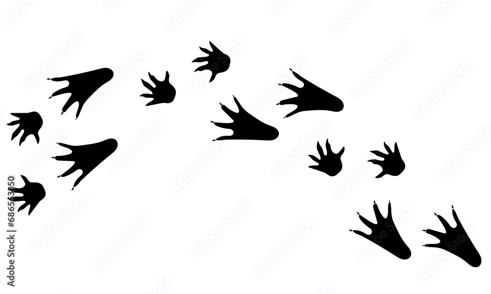 Crocodile paw print black isolate on white background .Exotic animal vector illustration, wild animal doodle style for different design uses , book, banner , flayer or fabric pattern. Crocodile paw print black isolate on white background .Exotic animal vector illustration, wild animal doodle style for different design uses , book, banner , flayer or fabric pattern.