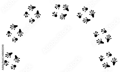 Frog paw print black isolate on white background .African animal vector illustration  wild animal doodle style for different design uses   book  banner   flayer or fabric pattern.