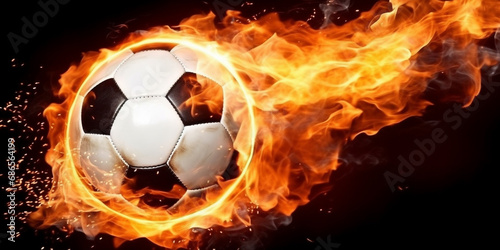 Soccer Ball Ablaze on Black Background