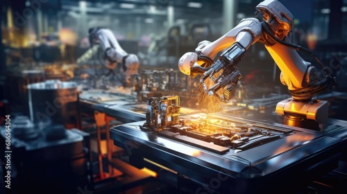 Tablou pe pânză synergy of advanced industrial technologies shaping the future of smart manufact