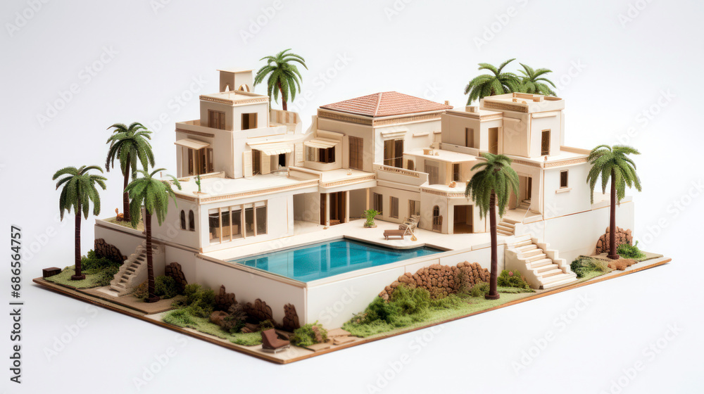 miniature model of a luxury hotel in the beach