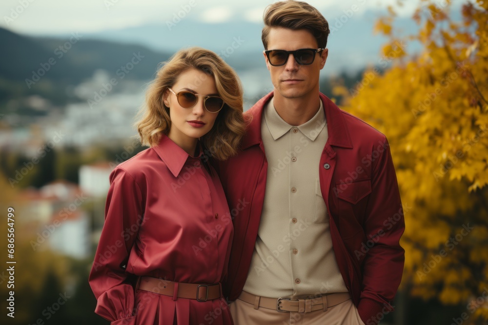 Fototapeta premium Stylish young couple in nature