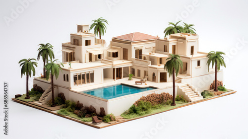 miniature model of a luxury hotel in the beach