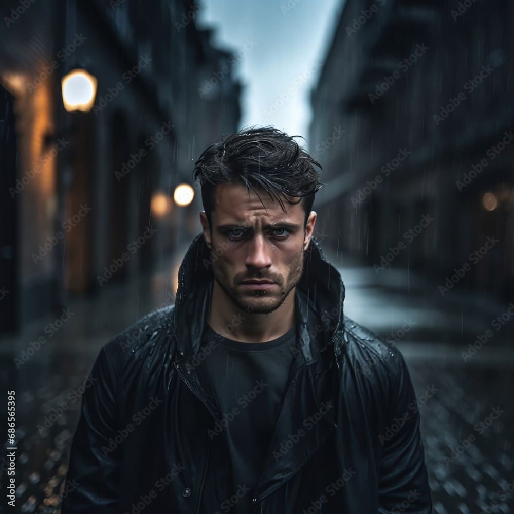 portrait of a man under the rain portrait of a man under the rain