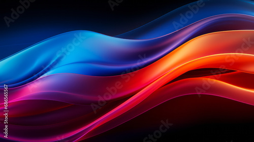 Vibrant Abstract Wavy Background with Flowing Blue and Red Gradient Lines on a Dark Canvas, Illustrating Motion and Energy in a Modern Artistic Presentation