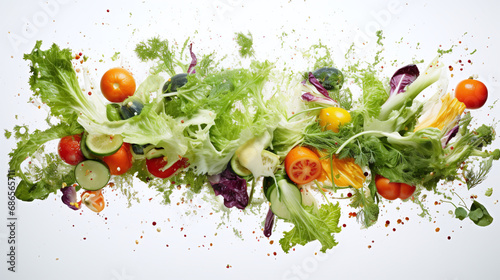 vegetables splash on white background